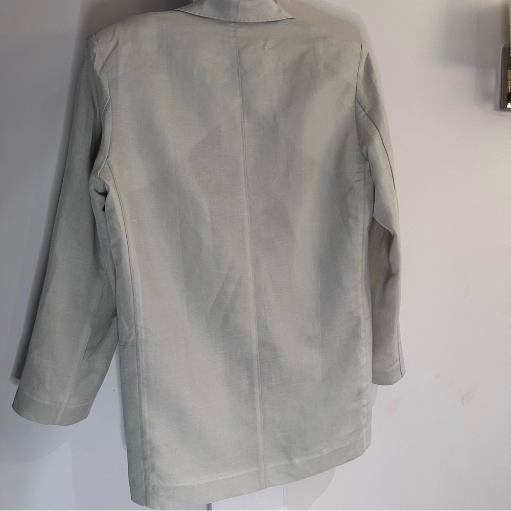 JELOME LA VIE Pistachio Green  Linen Double Breasted Oversized Blazer  Small - Picture 7 of 9